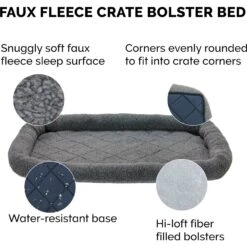 FurHaven Faux Wool Crate Bolster Cat & Dog Bed -Pawfect Care 804574 PT6. AC SS1800 V1683049670