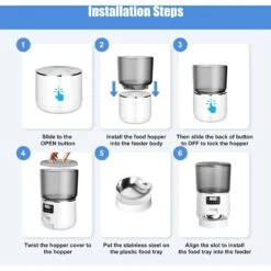 Bueteka Smart Feed Automatic Programmable Anti-Jamming Food Design Timed Cat Feeder, 4-lit -Pawfect Care 815886 PT7. AC SS1800 V1685648724