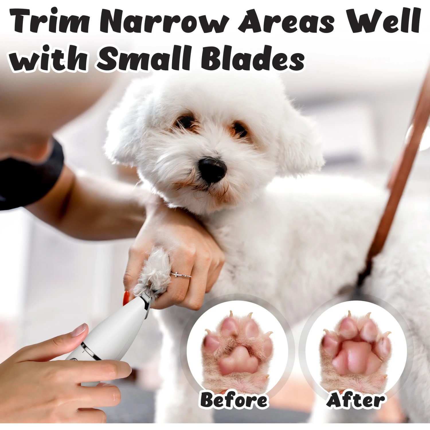 Casfuy Small Low Noise 2 In 1 Trimming Paw Face Narrow Dog Hair Clippers, White 4 Casfuy Small Low Noise 2 In 1 Trimming Paw Face Narrow Dog Hair Clippers, White - Image 2