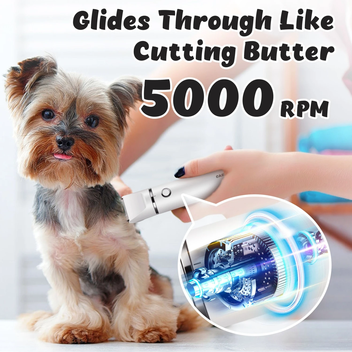 Casfuy Small Low Noise 2 In 1 Trimming Paw Face Narrow Dog Hair Clippers, White 6 Casfuy Small Low Noise 2 In 1 Trimming Paw Face Narrow Dog Hair Clippers, White - Image 4