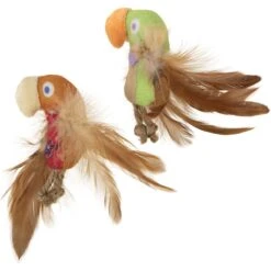 SmartyKat Instincts Love Mates Feathery Plush HappyNip Silvervine & Catnip Bird Cat Toys, 2-pack