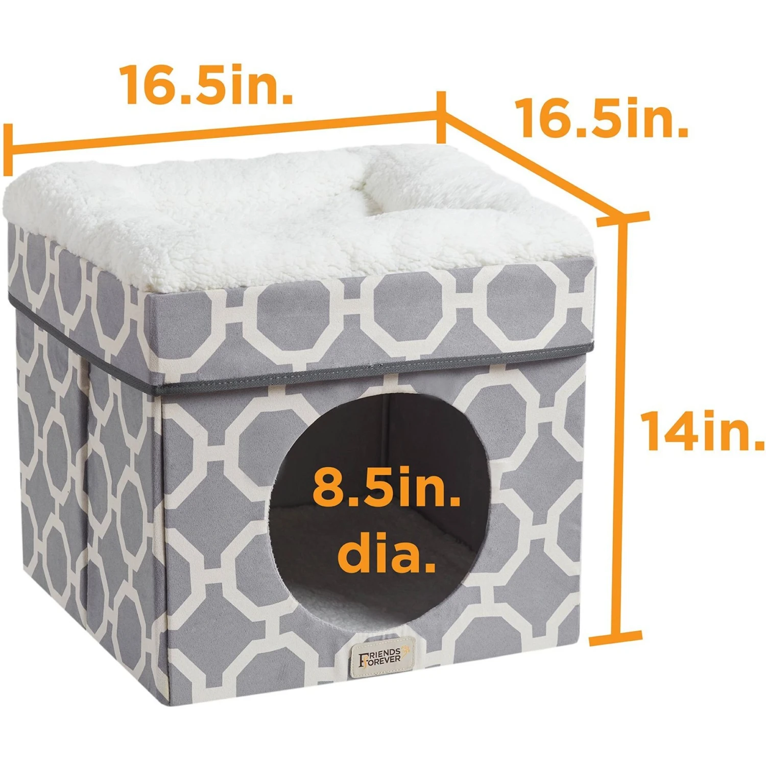 Friends Forever Taylor Collapsible Cube Cat House & Ottoman, Grey 10 Friends Forever Taylor Collapsible Cube Cat House & Ottoman, Grey - Image 8
