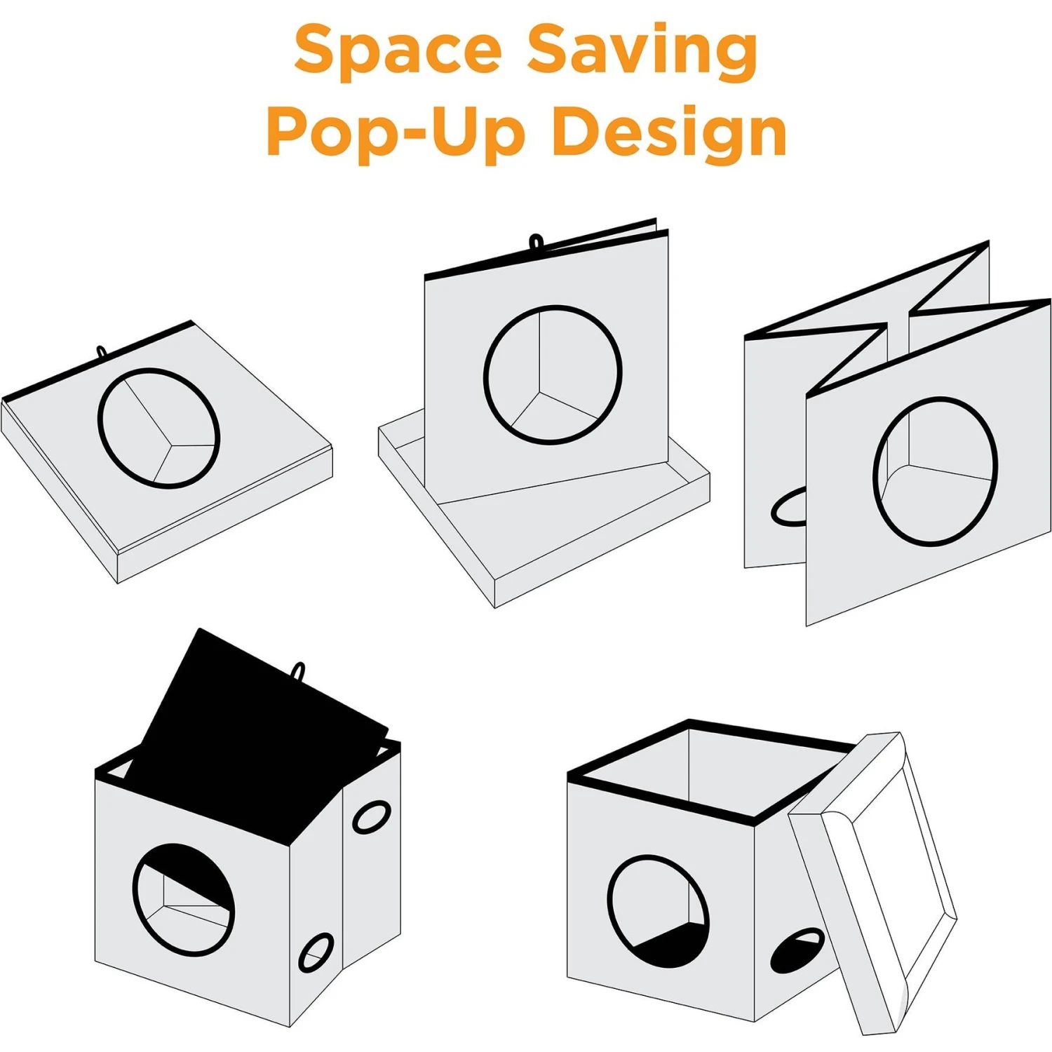 Friends Forever Taylor Collapsible Cube Cat House & Ottoman, Grey 11 Friends Forever Taylor Collapsible Cube Cat House & Ottoman, Grey - Image 9