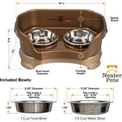 Neater Pets Neater Feeder Deluxe Elevated & Mess-Proof Cat Bowls, Bronze -Pawfect Care 89632 PT2. AC SS1800 V1672862672