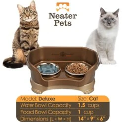Neater Pets Neater Feeder Deluxe Elevated & Mess-Proof Cat Bowls, Bronze -Pawfect Care 89632 PT6. AC SS1800 V1631156193