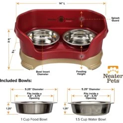 Neater Pets Neater Feeder Elevated Cat Bowls, Cranberry 12 Neater Pets Neater Feeder Elevated Cat Bowls, Cranberry -Pawfect Care 89633 PT2. AC SS1800 V1672862673