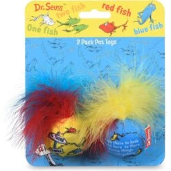 Dr. Seuss Fish Feather Ball Cat Toy, Multicolor, 2 Count