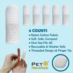 Pet Republique Soft Fabric Finger Toothbrush For Dogs, Cats, & Small Pets, 6 Count -Pawfect Care 911630 PT1. AC SS1800 V1691181479