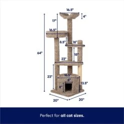 Frisco 64-in Real Carpet Wooden Cat Tree And Condo -Pawfect Care 914950 PT1. AC SS1800 V1701186776