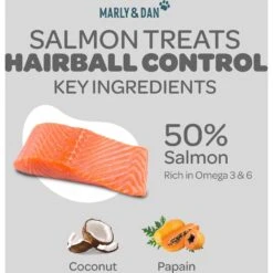 Marly & Dan Salmon Treats For Cats With Brewers Yeast & Coconut, Hairball Prevention Recipe, 3-oz Bag -Pawfect Care 915414 PT3. AC SS1800 V1698247064