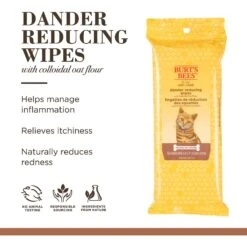 Burt's Bees Dander Reducing Wipes With Colloidal Oat Flour & Aloe Vera For Cats -Pawfect Care 94051 PT2. AC SS1800 V1597887661