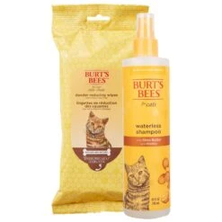 Burt's Bees Dander Reducing Wipes With Colloidal Oat Flour & Aloe Vera For Cats & Burt's Bees Waterless Shampoo For Cats