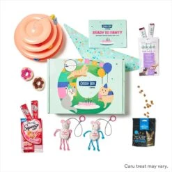 Goody Box Birthday Cat Toys, Treats & Collar & PetCakes Turkey Flavor Microwavable Birthday Cake Mix Kit With Fish Shaped Pan Cat Treats, 5-oz Bag -Pawfect Care 947294 PT2. AC SS1800 V1693600694
