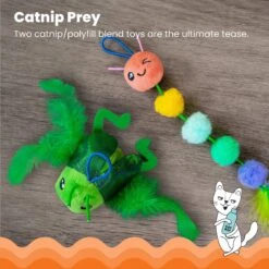 Catstages Tail Teaser Ground Prey Play Wand Cat Toy, Green -Pawfect Care 976182 PT2. AC SS1800 V1696615128