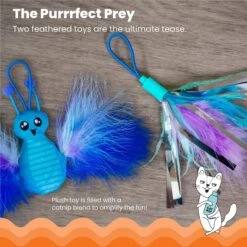 Catstages Tail Teaser Air Prey Play Wand Cat Toy, Blue -Pawfect Care 976214 PT2. AC SS1800 V1696615405