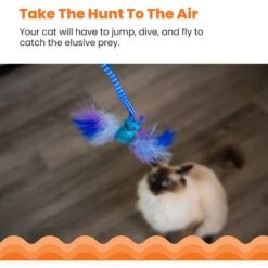 Catstages Tail Teaser Air Prey Play Wand Cat Toy, Blue -Pawfect Care 976214 PT3. AC SS1800 V1696615462