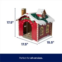 Frisco Holiday Gift Box Cardboard Cat House & Frisco Holiday Santa's Workshop Cardboard Cat House -Pawfect Care 986158 PT6. AC SS1800 V1698258344