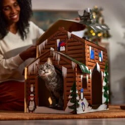 Frisco Holiday Log Cabin Cardboard Cat House & Frisco Holiday Christmas Tree Cardboard Cat House -Pawfect Care 986238 PT4. AC SS1800 V1698257790