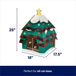 Frisco Holiday Log Cabin Cardboard Cat House & Frisco Holiday Christmas Tree Cardboard Cat House -Pawfect Care 986238 PT6. AC SS1800 V1698258344