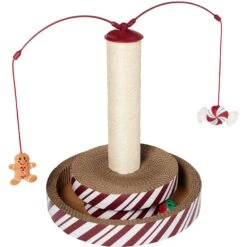 Frisco Holiday Santa Hat & Mistletoe Cat Tracks Cat Toy & Frisco Holiday Gingerbread Interactive Cat Scratcher Cat Toy With Catnip -Pawfect Care 986246 PT5. AC SS1800 V1698258405