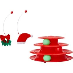 Frisco Holiday Santa Hat & Mistletoe Cat Tracks Cat Toy & Frisco Holiday Mice Cat Toy With Catnip, 5 Count -Pawfect Care 986278 PT3. AC SS1800 V1698258464