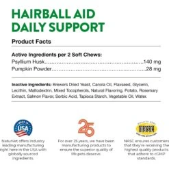 NaturVet Hairball Aid Plus Pumpkin Soft Chews Hairball Control Supplement For Cats -Pawfect Care 99412 PT7. AC SS1800 V1698697705